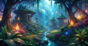 A fantasy jungle iin a fantasy world.